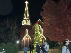 Tree Lighting ceremony at the Red Church in downtown Sonora