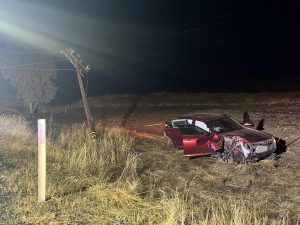 Vehicle into a power pole in the Milton area -- CCF photo
