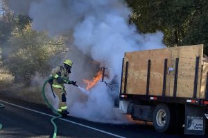 Truck engine fire on Tuolumne Road in Sonora