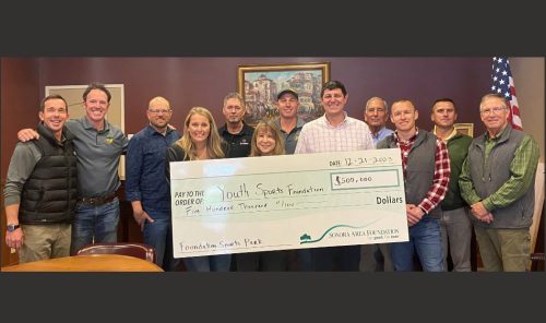 SAF Check Presentation - James Evans (YSF), Brian Wahlbrink (YSF), Derek Maxson (SAF), Michelle McCormick (YSF), Dana Mayo (SAF), Vicki Albrecht (SAF), Zac Garmin (YSF), Brandon Meyer (YSF), Jeff Sargo (SAF), Jesse Oliva (YSF), David Marquez (SAF), Ed Clinite (SAF)
