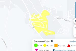 P&GE power outage in the San Andreas area of Calaveras County