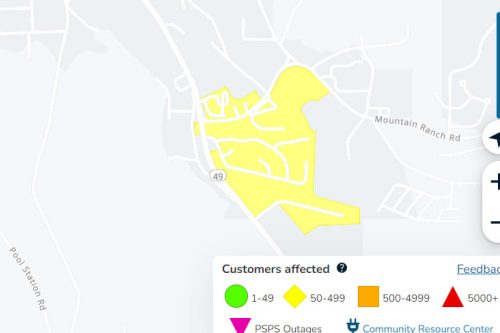 P&GE power outage in the San Andreas area of Calaveras County