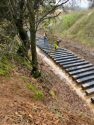 Track repairs on Hospital Road where a train derailed