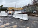 Track repairs on Hospital Road where a train derailed