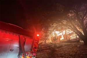 House fire on Merrell Road in the Groveland area of Tuolumne County --TCFD photo