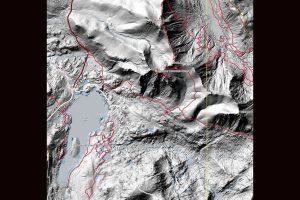 Map of areas searched for the missing skier
