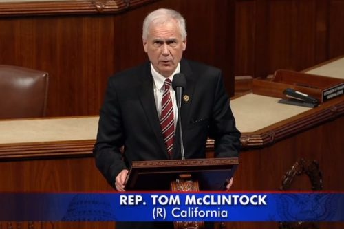 Mother Lode Congressman Tom McClintock speaks on the House floor before voting against DHS Secretary impeachment