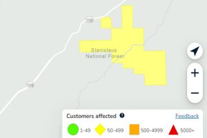 PGE outage between Long Barn and Cold Springs in Tuolumne County