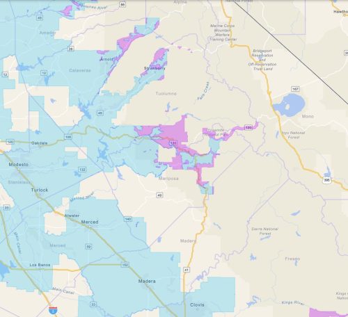 AT&T Landline changes would initially take effect in blue areas and later in violet