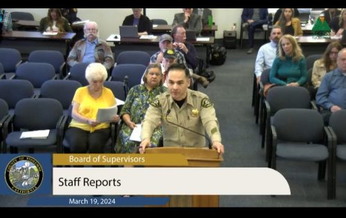 Sheriff David Vasquez speaks to the Tuolumne County Supervisors