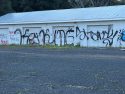 Graffiti on empty building in Sonora off Pesce Way and Hwy 49
