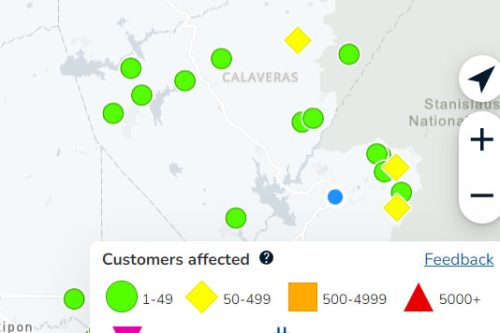PGE outages in Tuolumne and Calaveras County