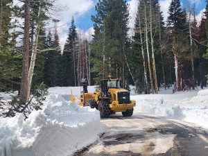 Caltrans plow crews working on snow removal along Highway 4 Ebbetts Pass in Alpine County