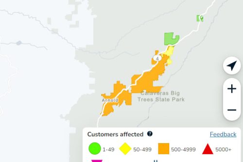 PGE power outage in the Arnold area of Calaveras County