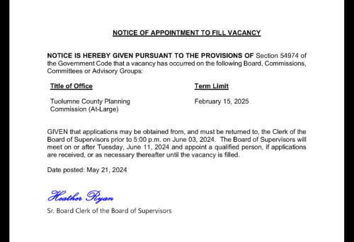 Tuolumne County Planning Commission Seat