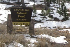 Stanislaus National Forest Sonora Pass trailhead sign
