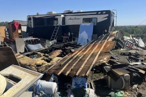 Trailer Fire in Jenny Lind area of Calaveras County -- CCF photo