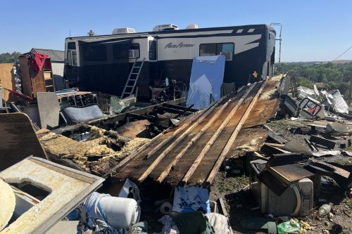 Trailer Fire in Jenny Lind area of Calaveras County -- CCF photo