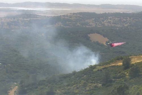 Vegetation fire in Angels Camp area of Calaveras County -- PG&E camera