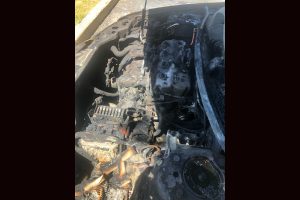 Car engine fire at the Tuolumne City Senior Apartments