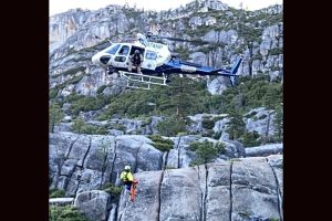 Body of missing hiker being retrieved from Cleo's Bath, near Pinecrest Lake -- TCSO photo