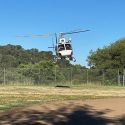 CHP helicopter landing in Mokelumne Hill baseball field -- CCSO photo
