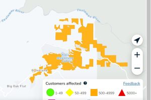 PG&E power outage in the Pine Mountain Lake and Groveland area of Tuolumne County