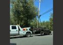 Truck hauled away after crash in Columbia