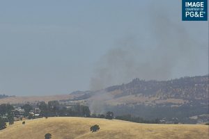 Yuma Fire burning in Copperopolis by Lake Tulloch in Calaveras County