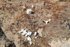 Toilet paper and roll left in the wilderness area of Yosemite National Park -- STF photo