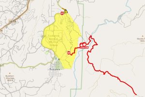 Canyon Fire burning near Tuolumne map 9:30 a.m.