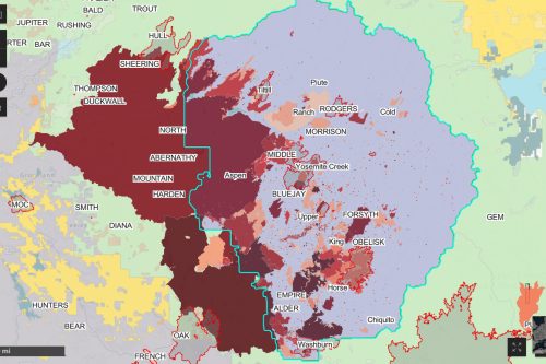 Lightning strike fires in Yosemite map
