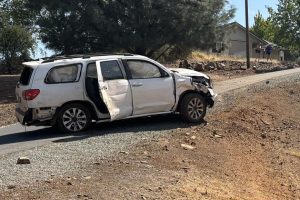 SUV rollover crash into a tree in Calaveras County -- CCF photo