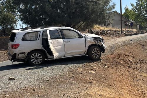 SUV rollover crash into a tree in Calaveras County -- CCF photo