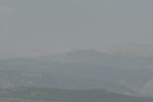 Smoky skies near Cherry Lake in the Stanislaus National Forest --PG&E live camera