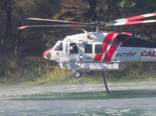 Aircraft battling the Canyon Fire In Tuolumne