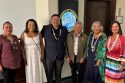Attending today's Board of Supervisors meeting for the proclamations of California Native American Day (L to R): Christian Cartier, Demitra Cox, Vice Chairman Kyle Cox, Frank Canizales, Zandra Bietz and Dore Bietz of the Tuolumne Band of Me-Wuk Indians