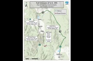 Highway 395 closure at Highway 108 map