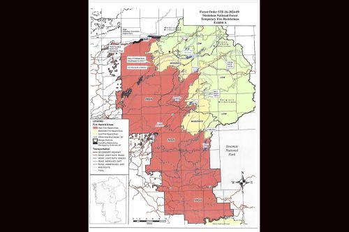 STF map of moderate to high fire restrictions