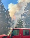 Peak Fire burning near Herring Creek Reservoir in the Stanislaus National Forest -- TCFD photo