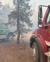 Peak Fire burning near Herring Creek Reservoir in the Stanislaus National Forest -- TCFD photo