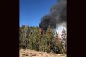 Peak Fire burning near Herring Creek Reservoir in the Stanislaus National Forest -- Photo by Robin Akers