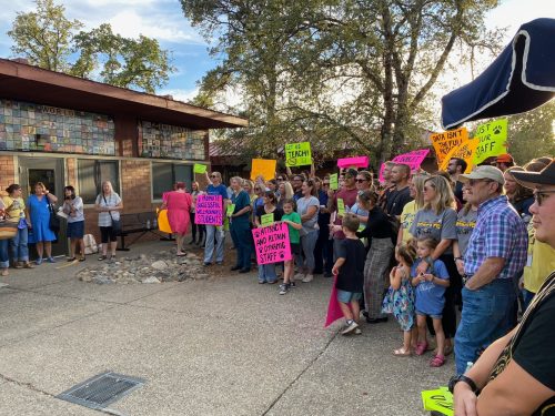 Outside Sonora Elementary School Board meeting