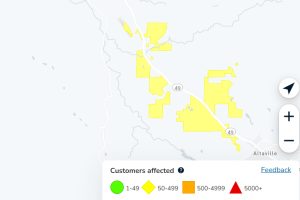 PG&E power outage along HWY 49 outside of Angels Camp