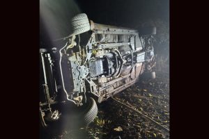 Truck crash on Campbells Flat Road -- Photo Cheryl Wine