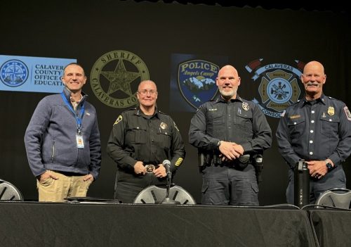 Calaveras County Office of Education Assistant Superintendent Jared Hungerford, Calaveras County Sheriff Rachelle Whiting, Angels Camp Police Chief Scott Ellis and Calaveras Consolidated Fire Chief Richard Dickinson