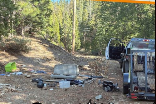 Car seat found at dump site in STF in Calaveras County -- STF photo