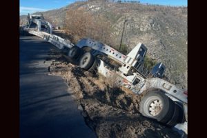 Large crane that rolled off a trailer -- Photos taken by Kimberley Hill