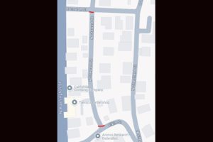 TUD map of North Stewart Street patch paving repair area in Sonora