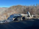 Large crane that rolled off a trailer -- Photos taken by Kimberley Hill